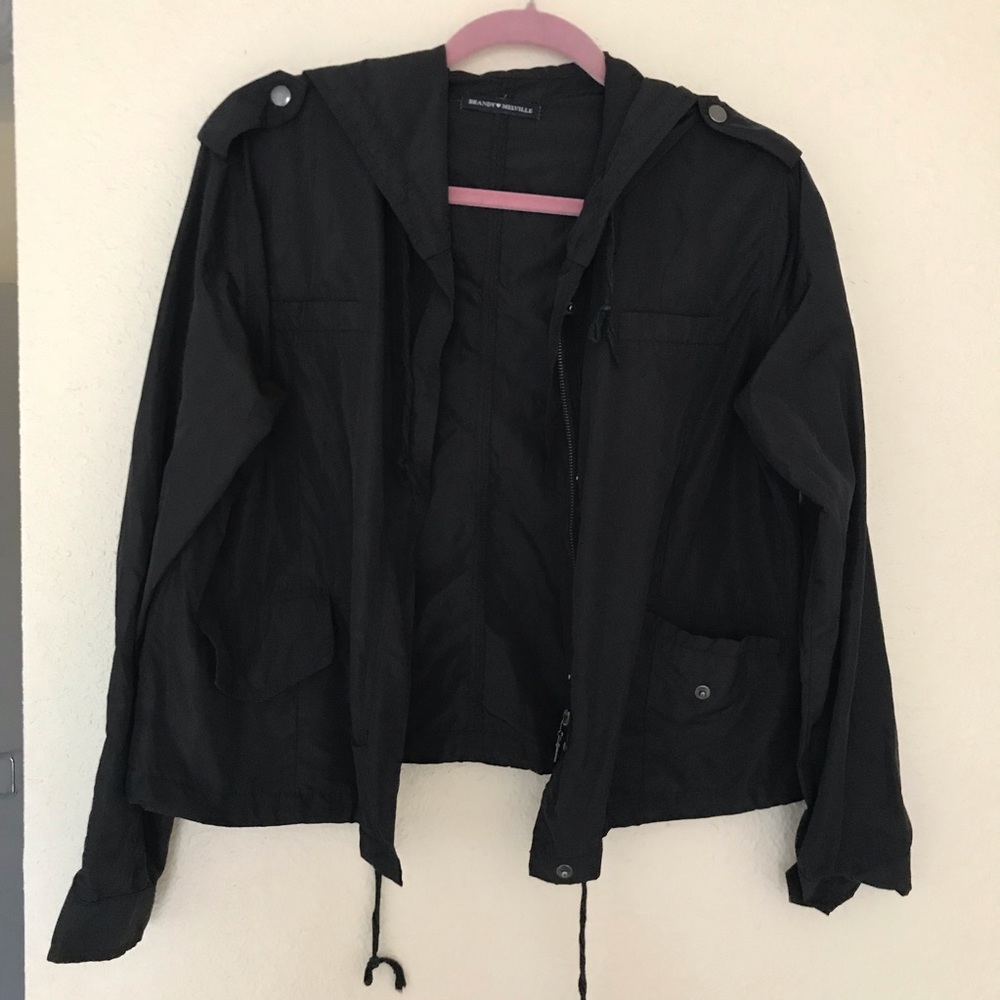 Brandy Melville black hooded windbreaker